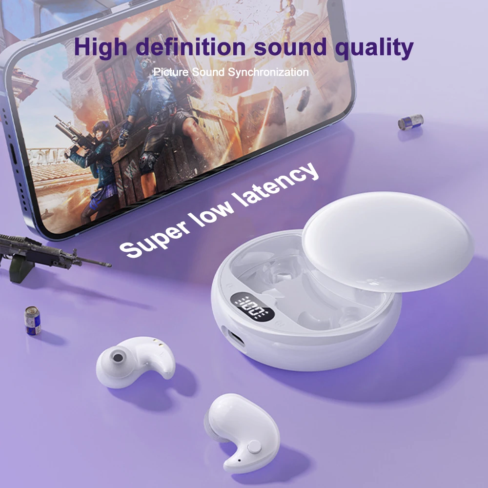 Mini Deep Sleep Earbuds Bluetooth 5.3 Waterproof Earphone Noise Reduction Hidden Sports Headset Invisible Sleep Headphones
