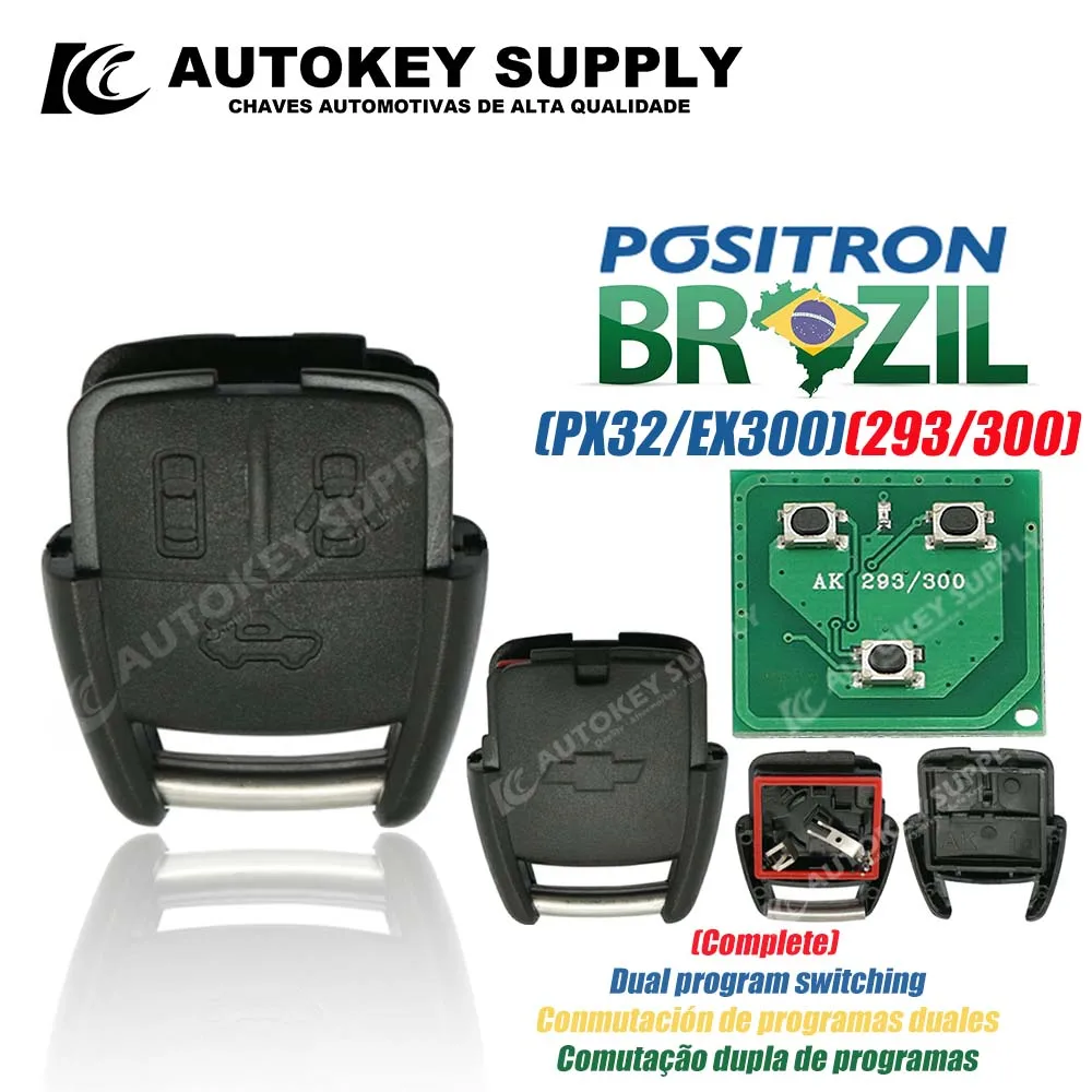 Autocontinent-Alarme antivol AKBPCPpara, double programme (293/300), contrôle à 3 boutons avec clip de batterie pour Brésil Positron Flex