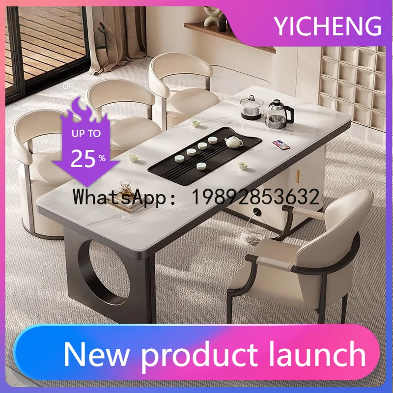 

HYS rock slab tea table set for reception room, office style, home use, balcony tea table