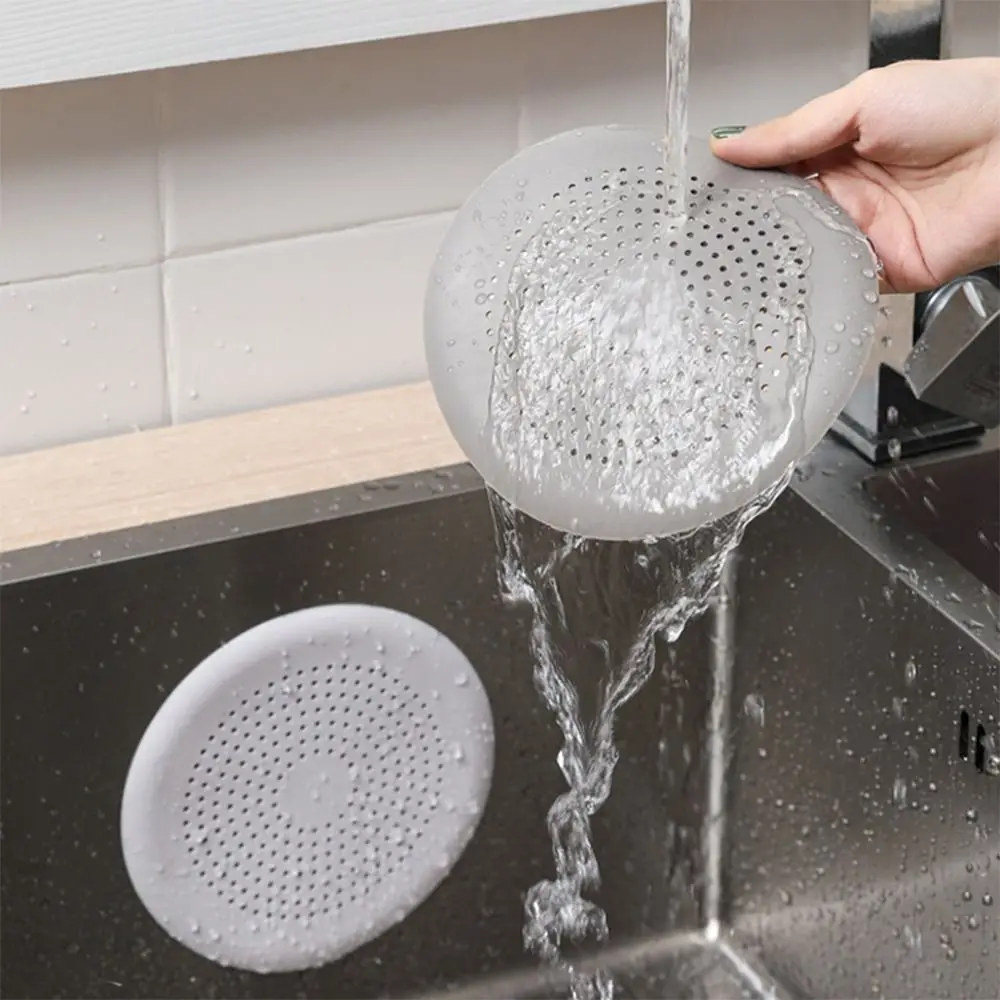 TPR Shower Drain Cover Shower Bathtub Floor Drain Filter with Bottom Sucker Round/Square Anti-blocking Mesh Hair Catcher