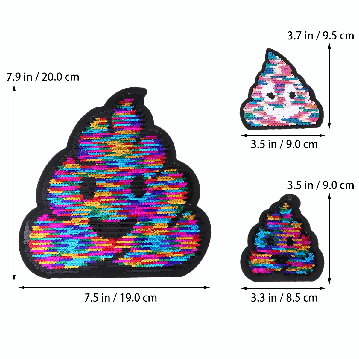 

3pcs Colorful Poo Shaped Embroidered Cloth Stickers Reusable Clothing Patch Stickers Durable Fashion Garment Accessories For Diy