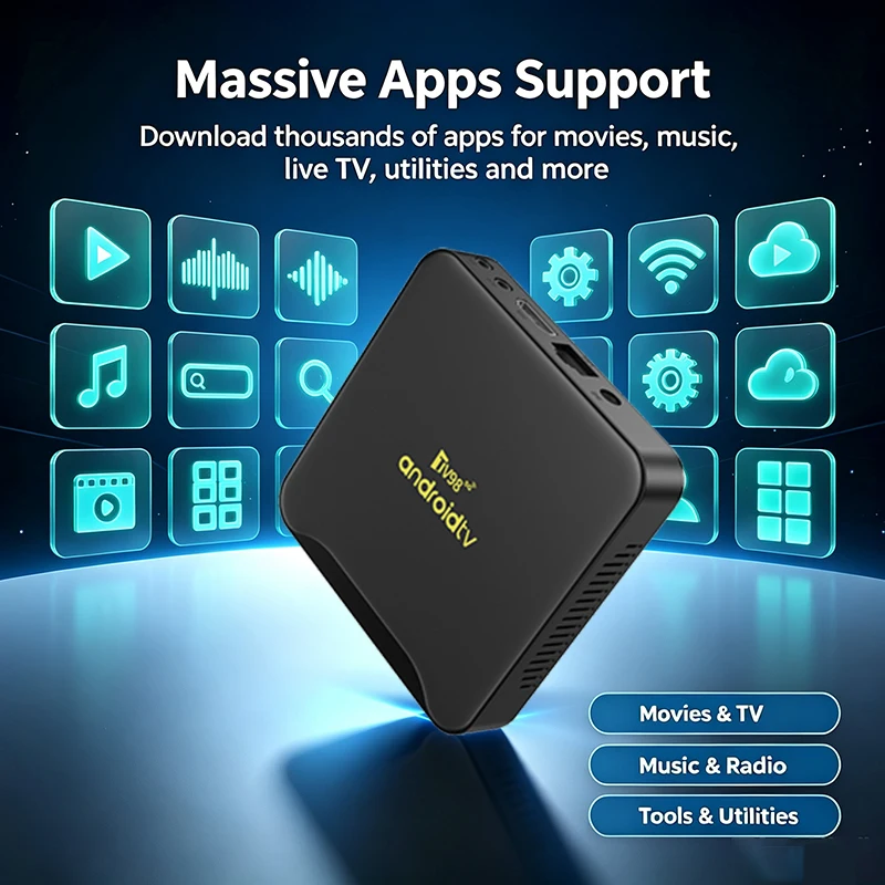 TV Box TV98, ulepszona wersja X12, Android 14.0, sterowanie głosowe, 16 GB, 64 GB, 128 GB, 8K, 4K, Wi-Fi 6, Bluetooth 5.0, procesor RK3518, odtwarzacz multimedialny, dekoder 5G. — zdjęcie produktu 4