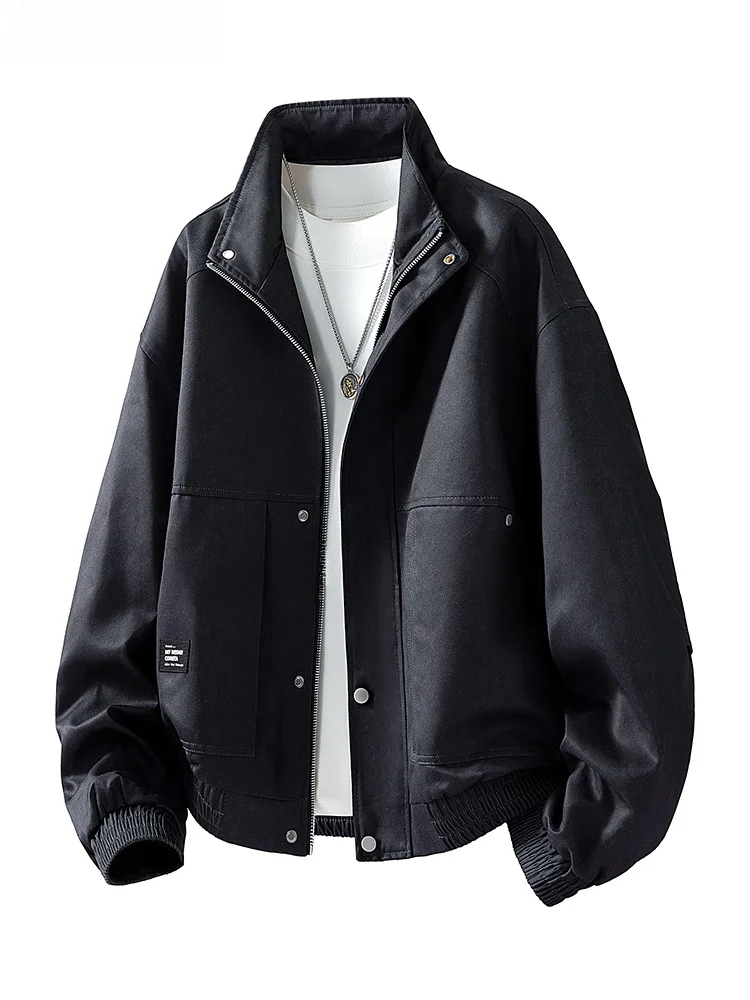 

Мужская повседневная куртка в американском стиле с воротником-стойкой, большие размеры, осенняя новинка, модная рабочая одежда, свободный крой