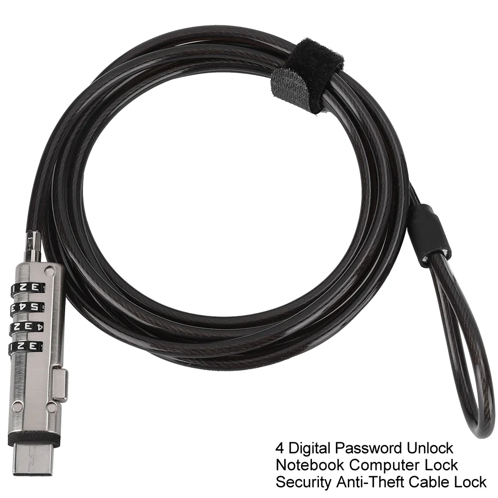 Latop Lock 4 Digital Password Unlock Notebook Computer Lock Security Anti Theft Cable Lock Computer Lock Notebook Cable Lock