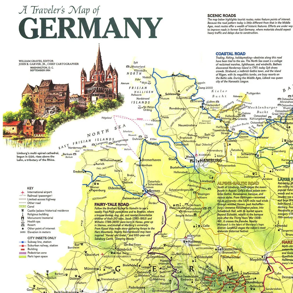 레트로 독일 여행자지도 스프레이 포스터 배경 천 예술적 벽 인쇄 거실 홈 빈티지 장식