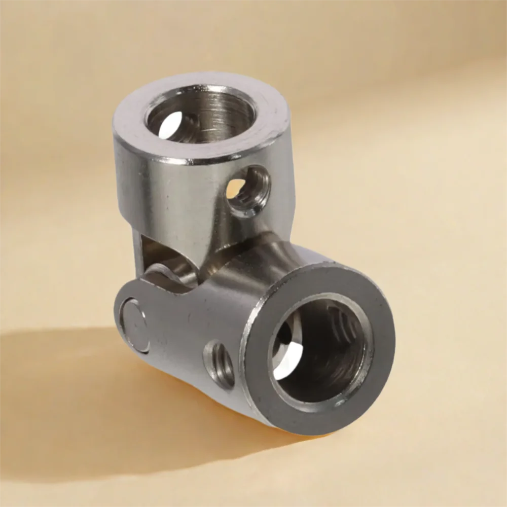 Stainless Steel U Joint Coupler 8mm To 8mm Inner Dia Brushed Nickel Steering Universal Joint Joint Coupling
