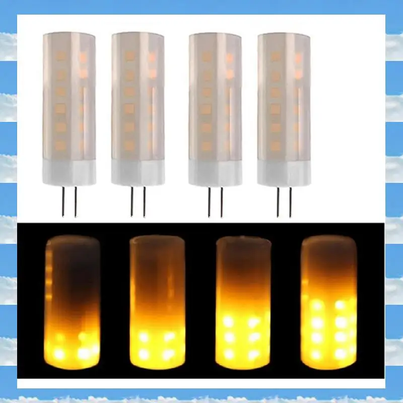 

A11I 4 Pcs G4 Bulbs 1400-1800K 12V Low Voltage Flame Lamp Atmosphere Decoration Holiday Bulb Chandelier Crystal Bulb DC12V