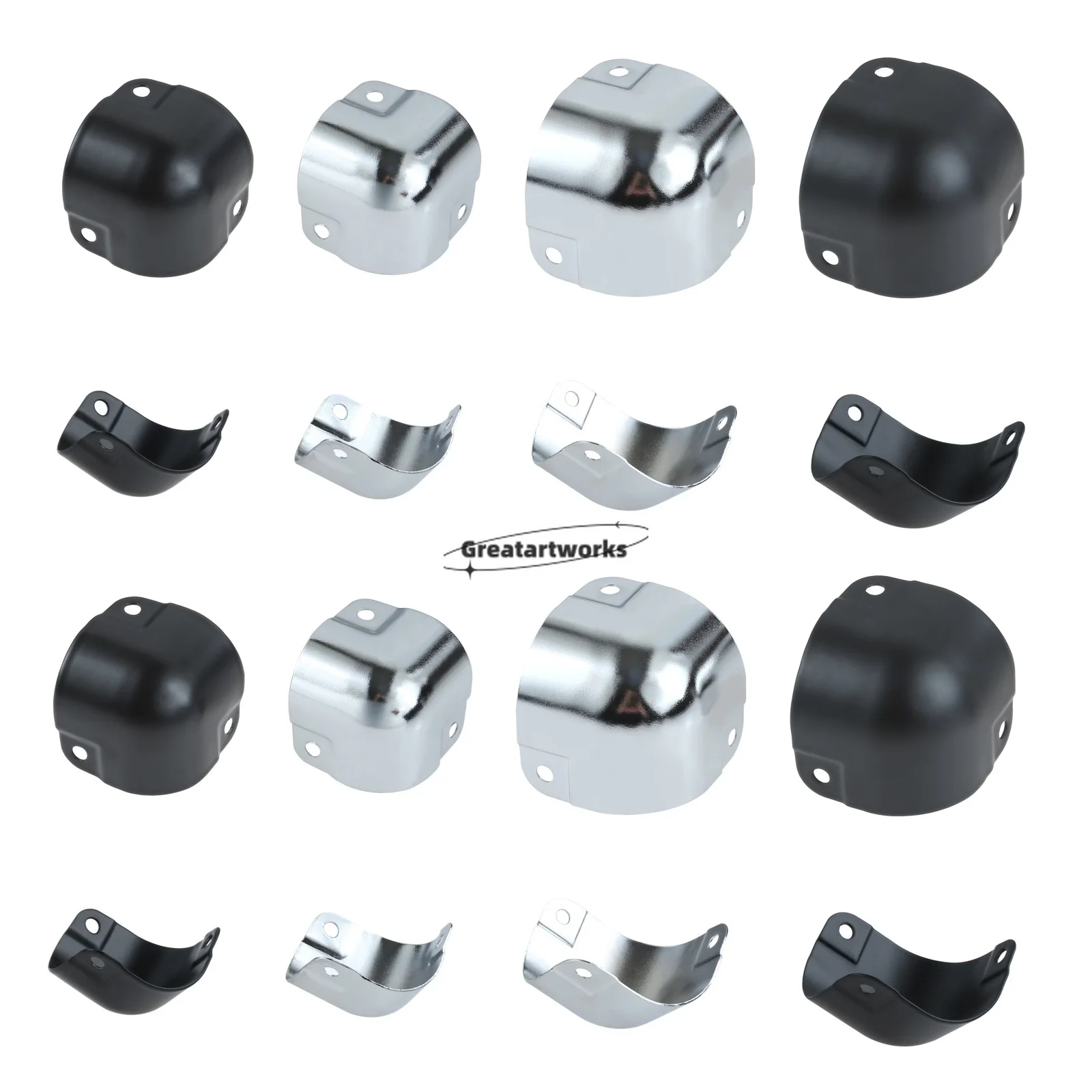 8pcs 26mm/29mm Metal Bowl-shaped Box Corner Black Protectors Square Edging Round Wrapping Flight Case Luggage Toolbox Furniture