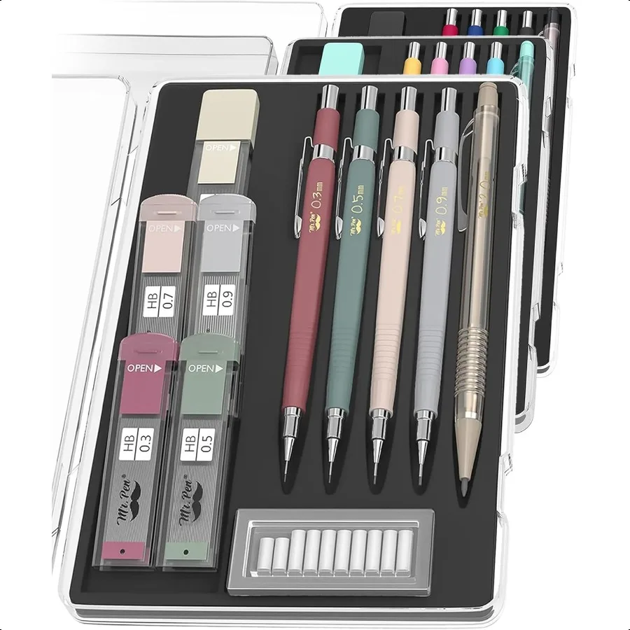 

Mechanical Pencil Set with Leads and Eraser Refills 5 Sizes 0.3 0.5 0.7 0.9 and 2 Millimeters for Drafting Drawing and Sketchin