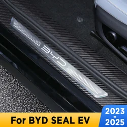 Car Door Sills Scuff Plate Threshold Protector Interior Imitation Carbon Fiber Sticker Accessories For BYD SEAL EV 2023-2025