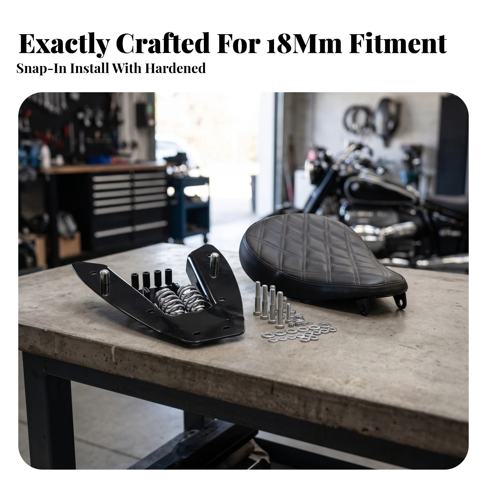 Motorcycle Solo Seat Kit Slim Bobber Seat Kit Custom Heavy Duty for Garage Builds