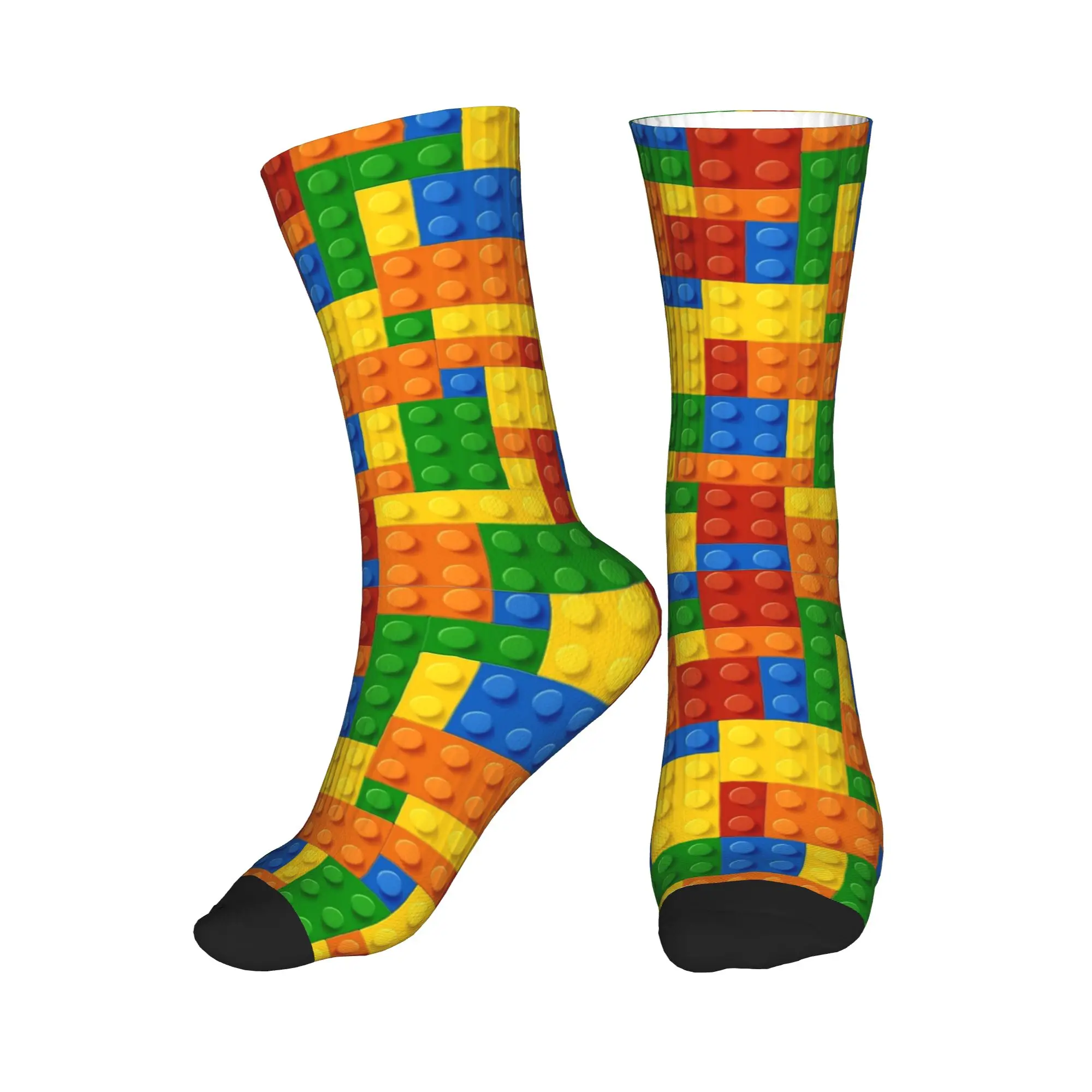 Men's Socks Pink Purple Gradient Building Blocks Stockings Non Slip Quality Socks Spring Fashion Custom Outdoor Sports Socks