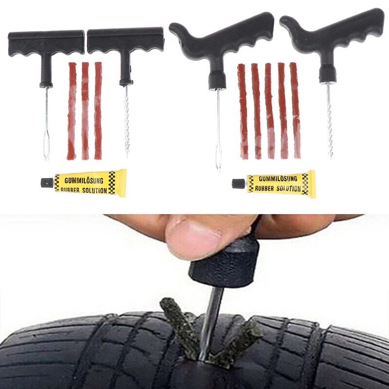 

6/8PCS Tubeless Tyre Puncture Plug Patch Strip Glue Car Bike Truck Motorcycle Tire Repair Kit Studding Tool Set