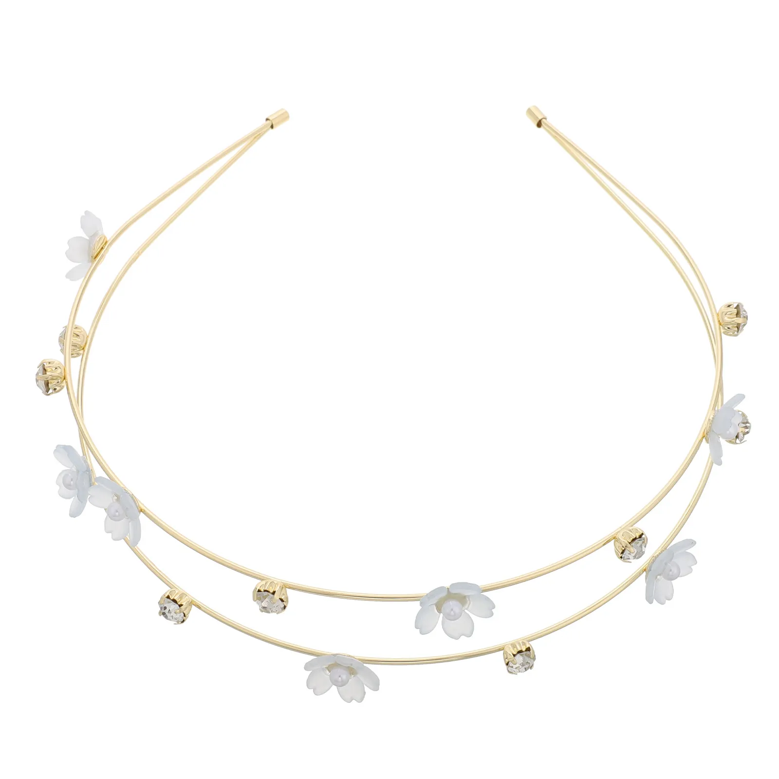 

Двухслойная цветочная повязка на голову для женщин, украшенная стразами, из сплава, элегантный модный аксессуар для свадьбы