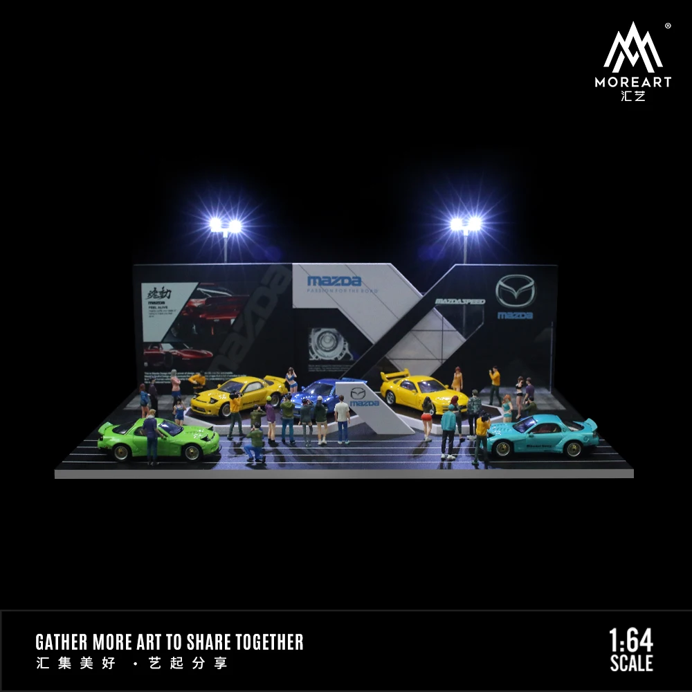 TIMEMICRO & MoreArt 1:64 Lamborghini MAZDA Toyota NIssan Motor Show booth light version scene model con light miniaturized scene