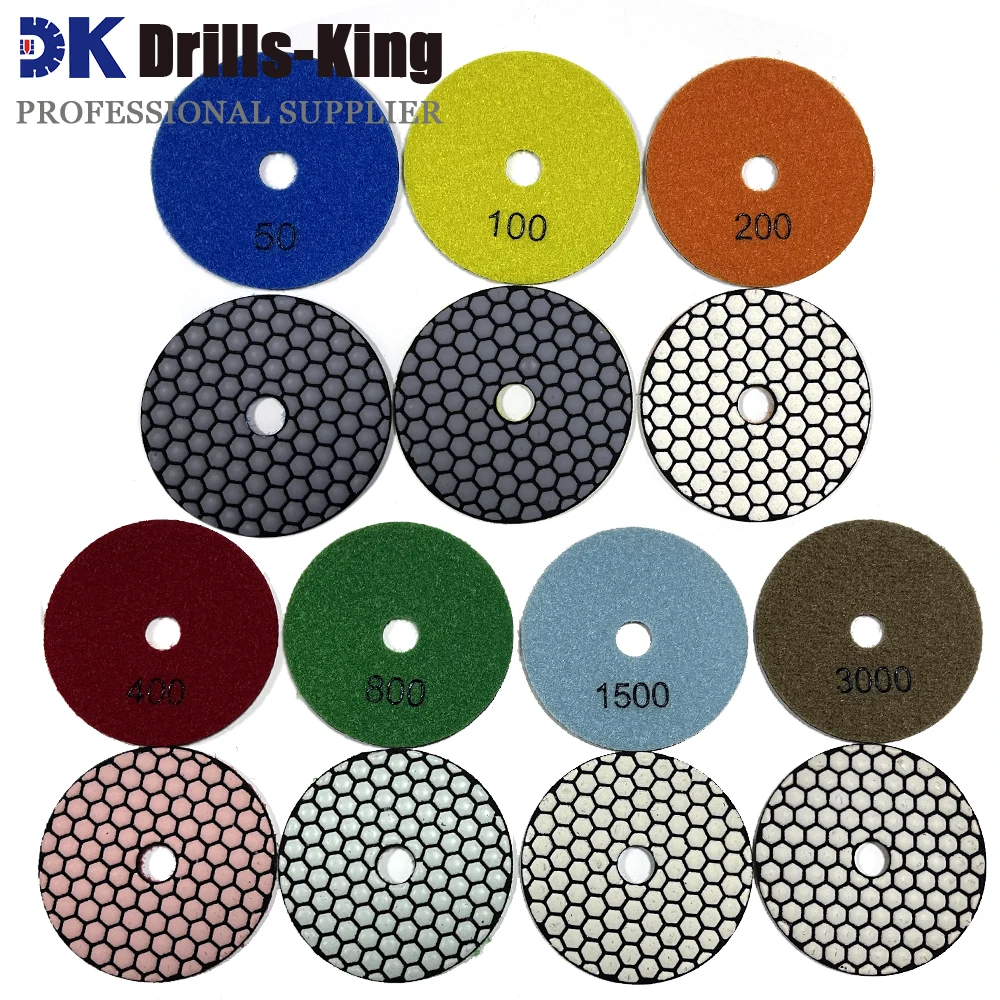 7PCS/Set Dia 100mm Dry Diamond Flexible Sanding Disc Resin Bond Dry Polishing Pads