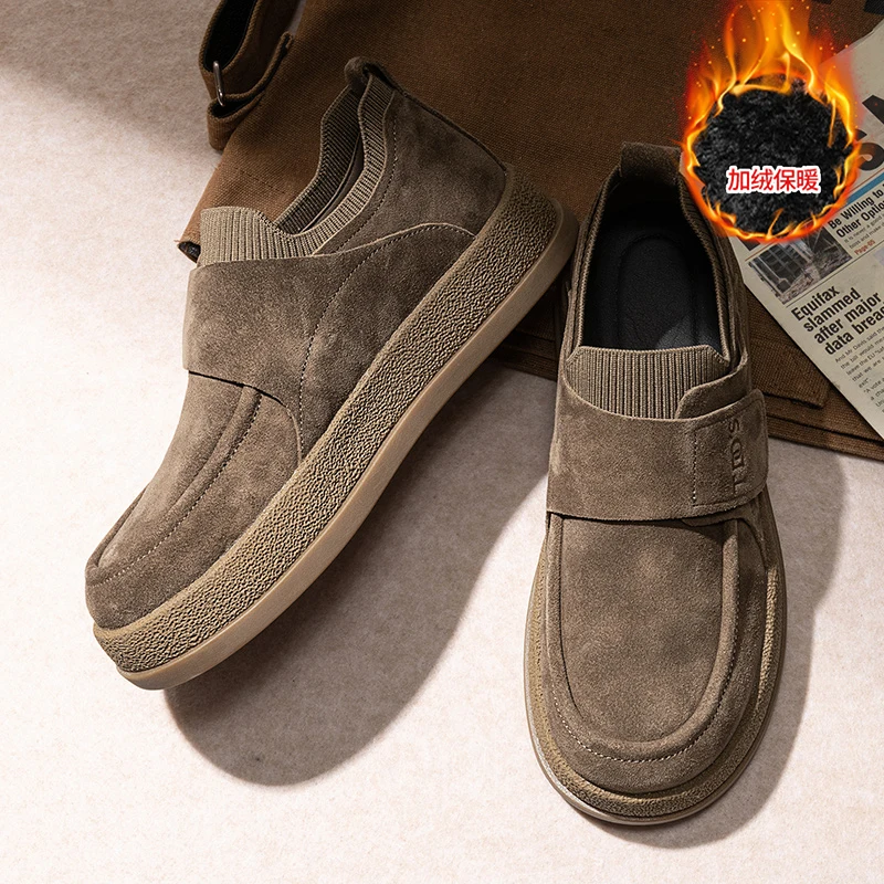 

New winter warm cotton shoes classic retro thick soled sports and leisure shoes fashionable anti cold plush work walking shoes
