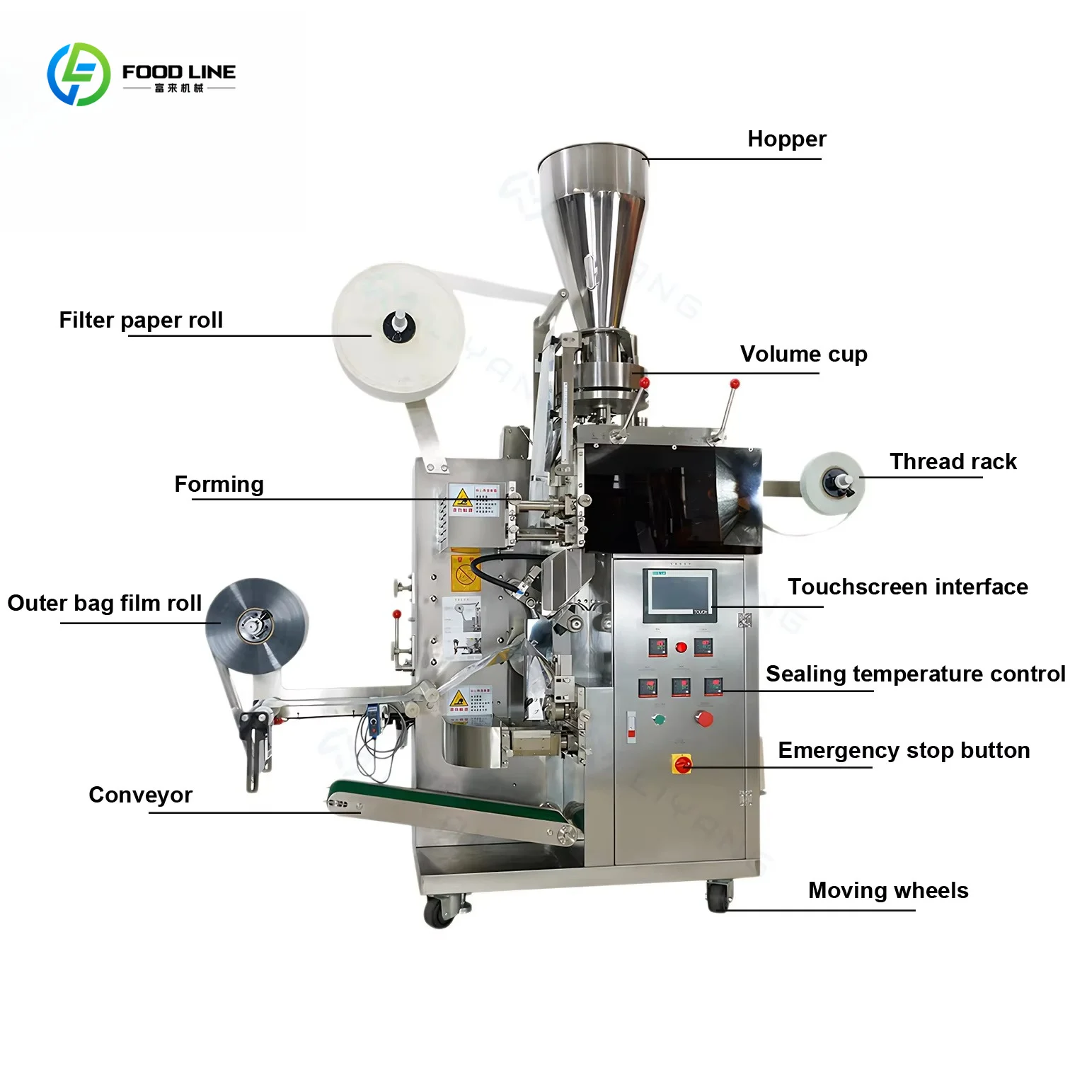 Customized High Efficiency Automatic String Label Tea Bag Machine Filter Paper Loose Leaf Packing For Small Business