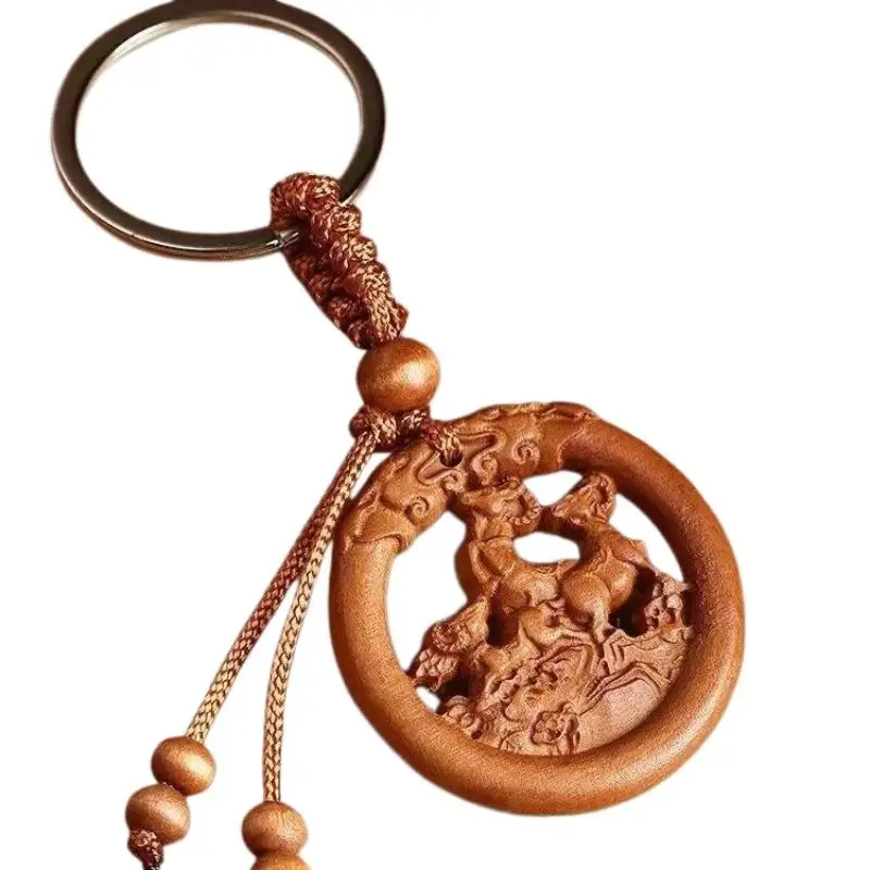 1 Stück Ziegen-Schlüsselanhänger aus natürlichem Massivholz, Tierkreiszeichen-Ziegen-Anhänger, Accessoire für Handy und Auto, Neujahrsgeschenk für das Jahr des Schafes – Detail 3