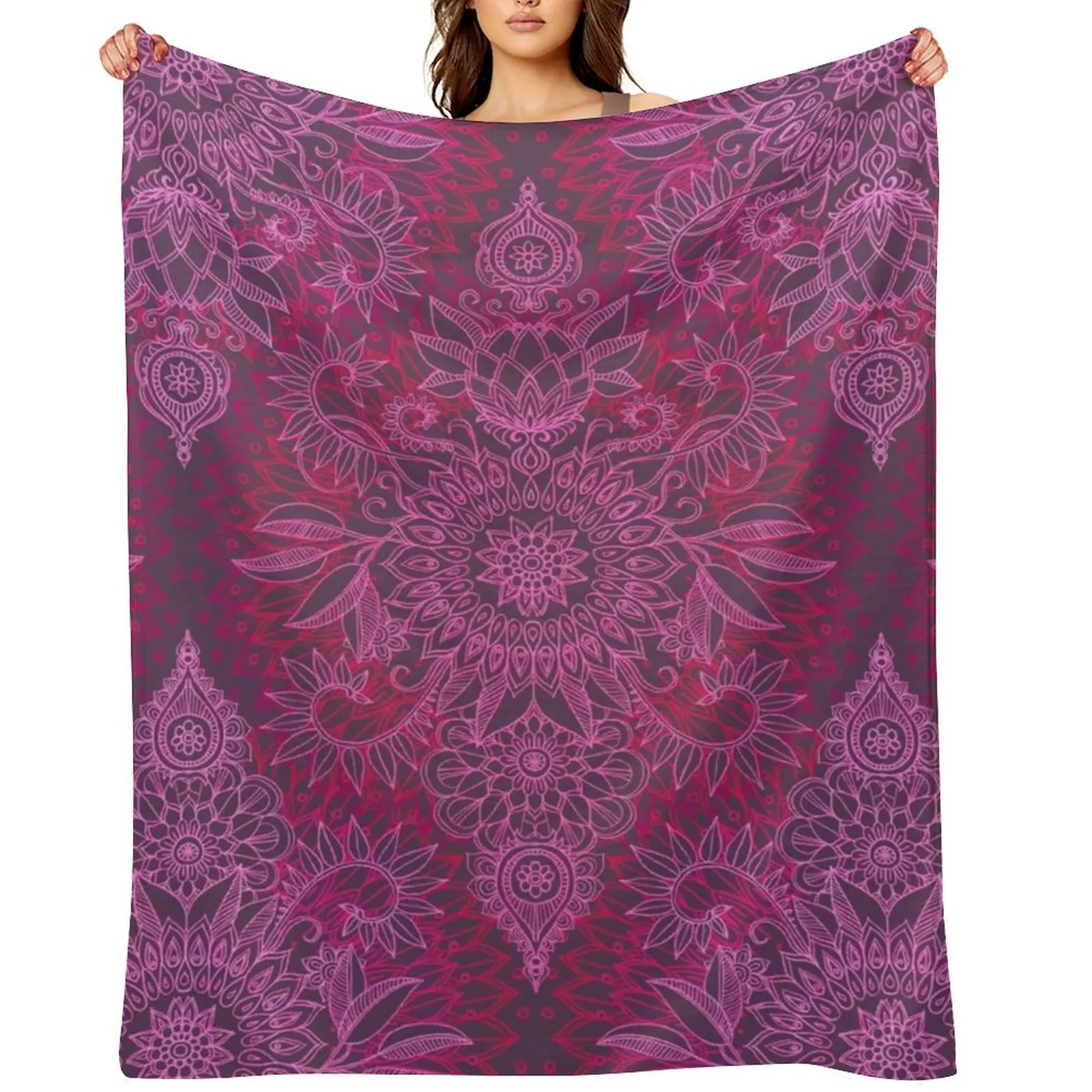 Magenta, Pink & Coral Protea Doodle Pattern Throw Blanket Luxury Throw Loose Blankets For Bed Luxury Brand Sleeping Bag Blankets