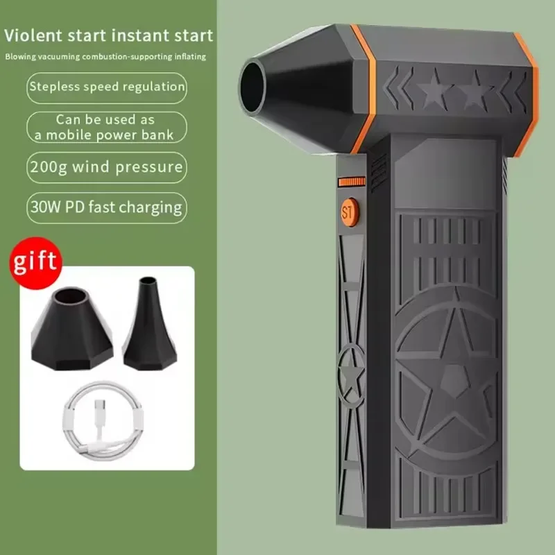 Turbo Violent Fan Handheld Brushless High Speed Powerful Snow Blowing 52M/S Mini Electric Blower Home Portable Power Tool New