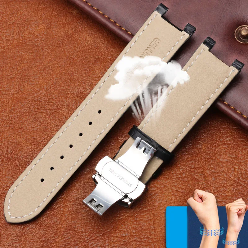 Notched Leather Watch strap 20*11mm 22*13mm For GC Guess Passa Genuine Lleathe Waterproof Watch chain Men Women