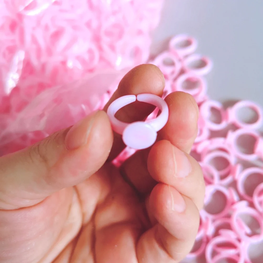 100 ชิ้น ฐานแหวนพลาสติกสีชมพูสำหรับเด็ก ปรับขนาดได้ สำหรับงาน DIY เครื่องประดับทำมือ ของขวัญสำหรับใส่ลูกปัด เลื่อม กระดุม