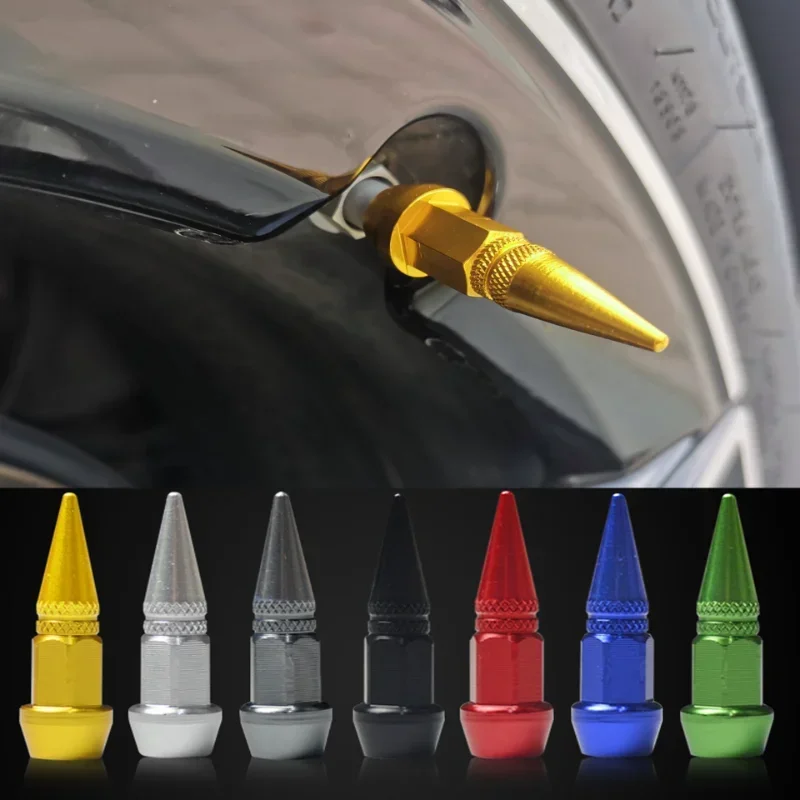 4PCS Bullet shape Car Tire Valve Caps Aluminum Alloy Dustproof Valve Caps Cover Car Motorcycle Bike Tires Valves Tyre Stem Cap