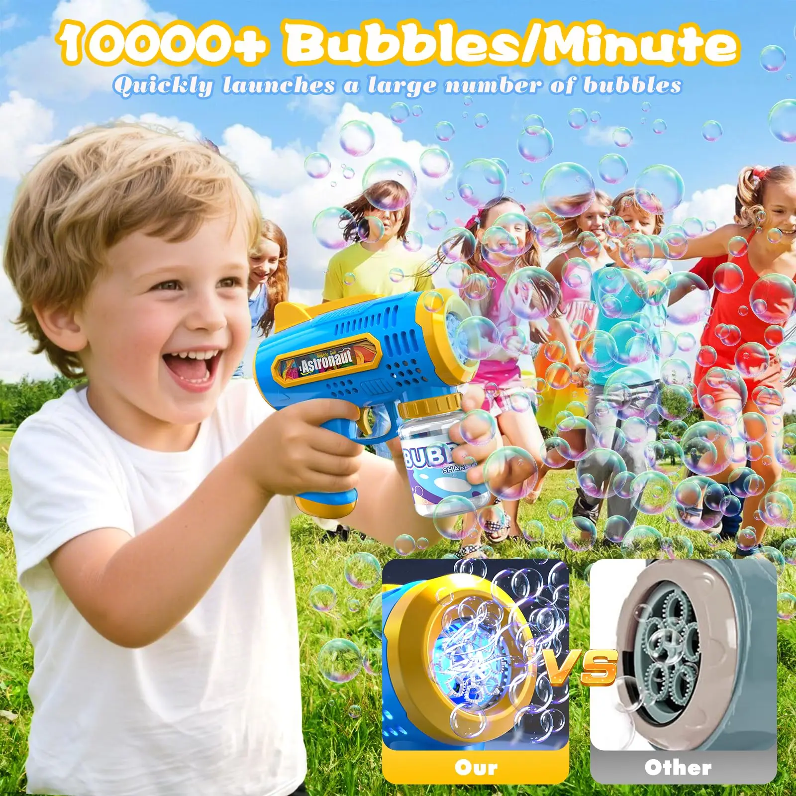 8-gaats bellenblaaspistool, automatische bellenblaasmachine Kinderen Morsvrije bellen speelgoed Draagbare parkbellenblazer voor kinderen