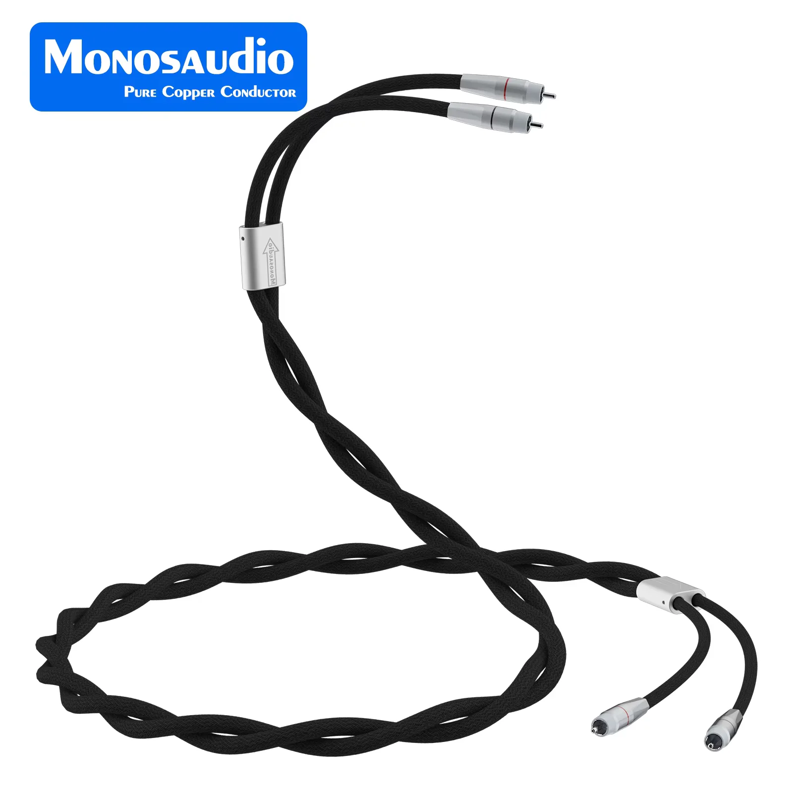 Monosaudio A203R0R Hi-end Twisted RCA Cables 6N OCC Pure Copper+Silver Plated Hybrid Hifi Interconect Cable Audio Signal Wire