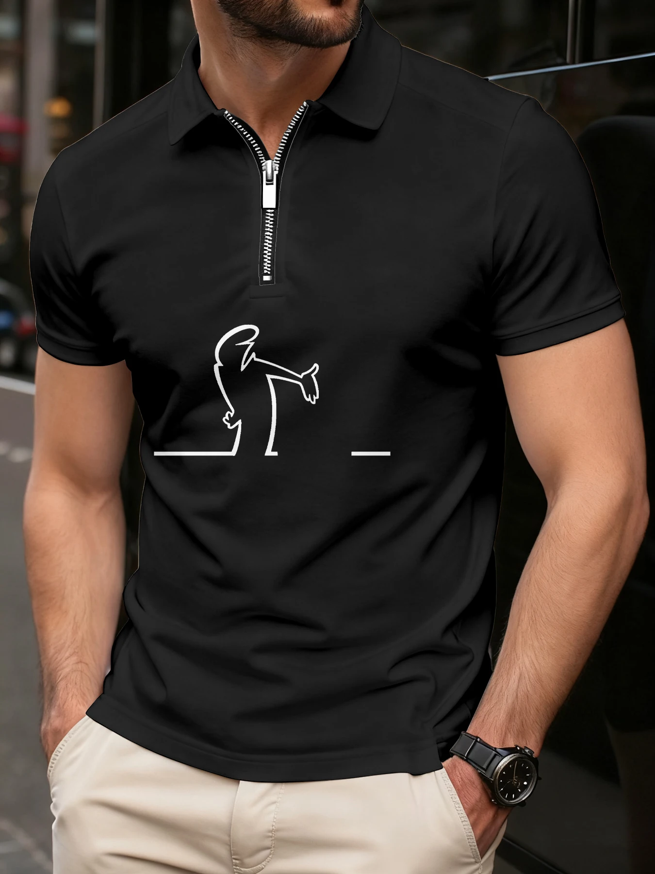 

A Must for Stylish Men! Semi-zipper Polo Shirt, Small Chest Mark + Slim Tailoring, Super Suitable for Sports and Fitness
