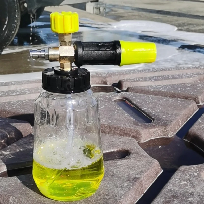 

Наконечник для снежной пены высокого давления 1000 мл для быстроразъемной мойки 1/4 дюйма, пистолет для мойки автомобилей, пенопластовая пушка, генератор пены, очистка пены