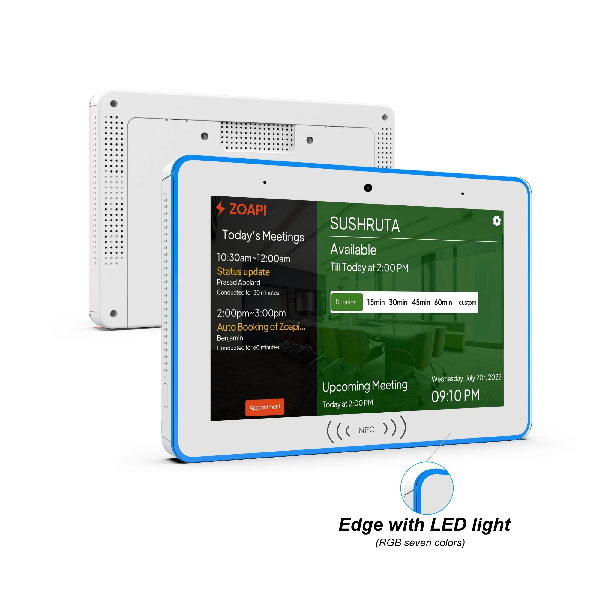 Wall Mounted 8 Inch Android 11 Edge with LED Light Optional POE Tablet Touch Screen Meeting Room Display for Meeting Reservation