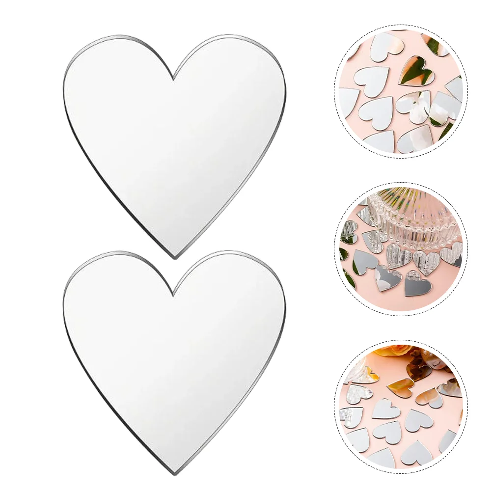 100 Pcs Love Mirror Sticker Heart Shaped Wall Decal Stickers Self Adhesive Mini Tiles Mirrors for Crafts Tiny