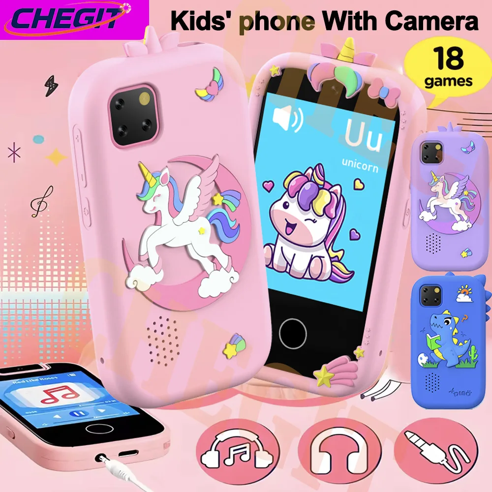 New Smart Phone Toy Camera Toy 2.8 Inch Touch Video recording Music Player 18 Games Baby Phone for Children Brithday Gifts