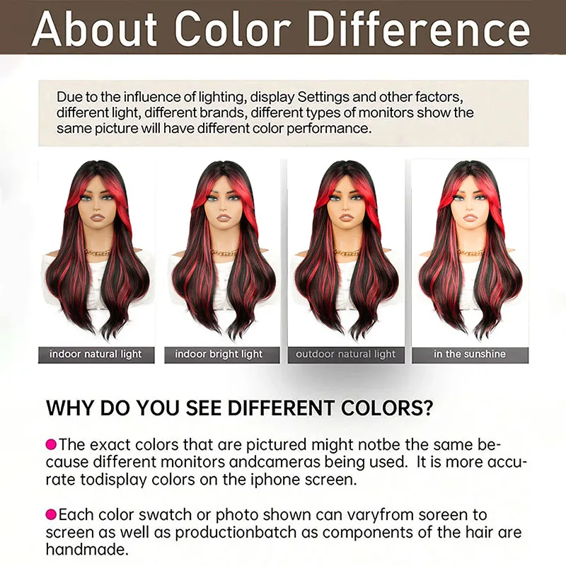 باروكة صناعية مموجة متدرجة باللون الأسود والأحمر، باروكة عالية الجودة مقاس 24 بوصة، مناسبة للحياة اليومية النسائية والحفلات التنكرية وما إلى ذلك