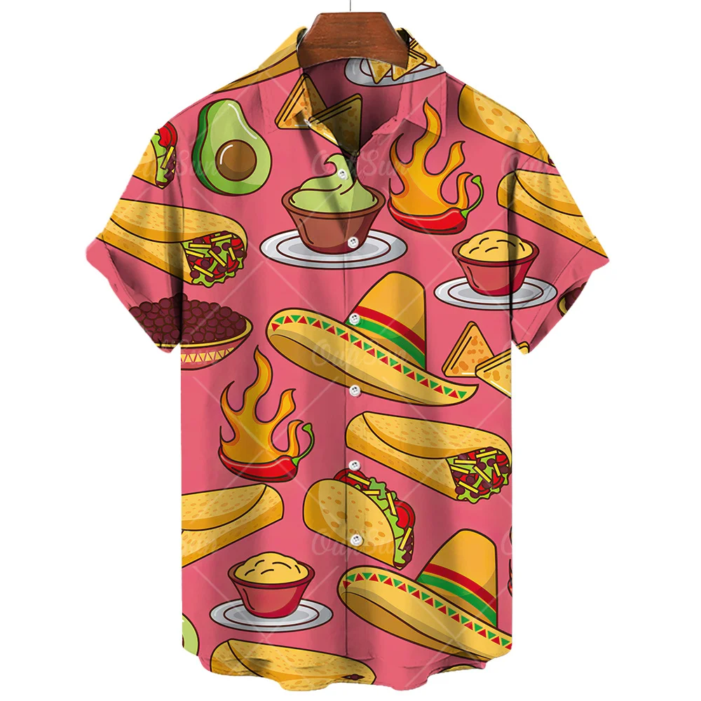 Vintage Men\'s Shirt Mexican style 3D Print Men\'s Clothing Summer Casual Hawaii Beach Hawaiian Harajuku Fashion Holiday Shirt