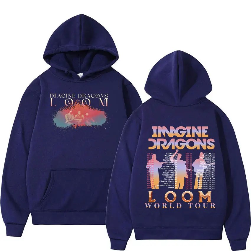 Retro Rock Imagine Dragons L00m World Tour 2024 New Hoodie Men's Hip Hop Fashion Pullover Oversized Sweatshirt Unisex Streetwear