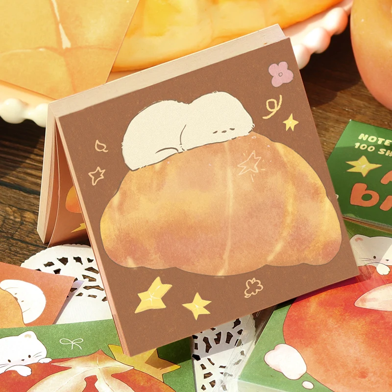 100Sheets Cute Bread Memo pad Decoration Scrapbooking Diary Album Message Notes Paper Notepad Stationery