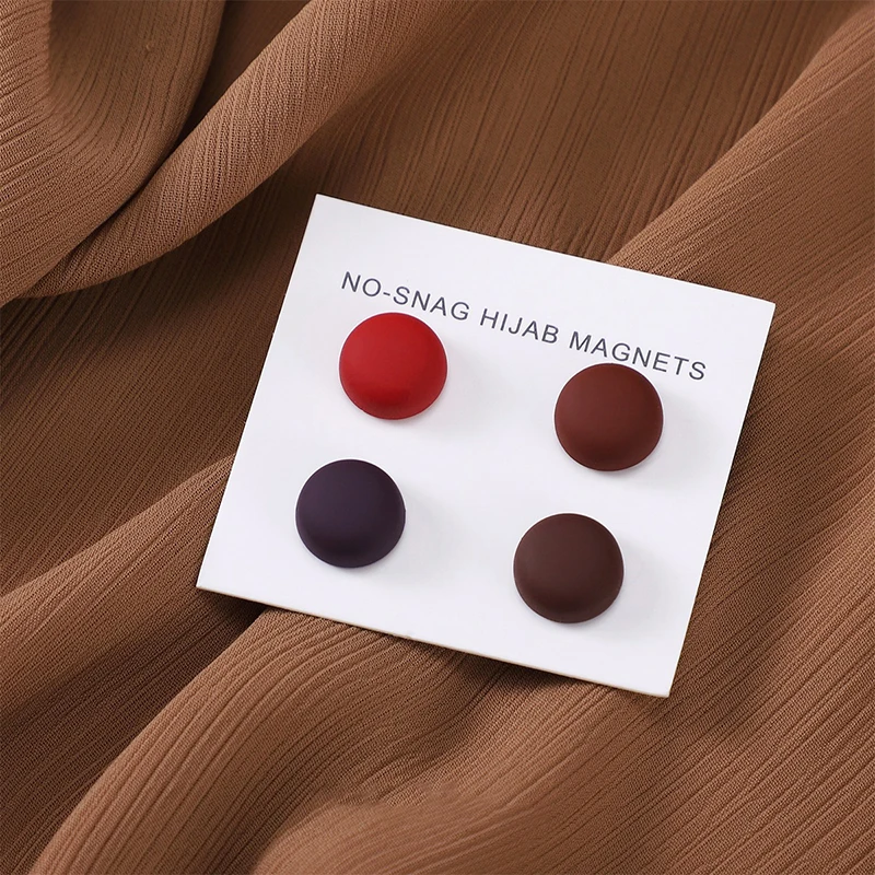 Mode 4 stks/zak Magneet Hijab Sjaal Broches Pins Voor Vrouw Versierd Accessoires Moslim Dames Snoep Kleuren Magneten
