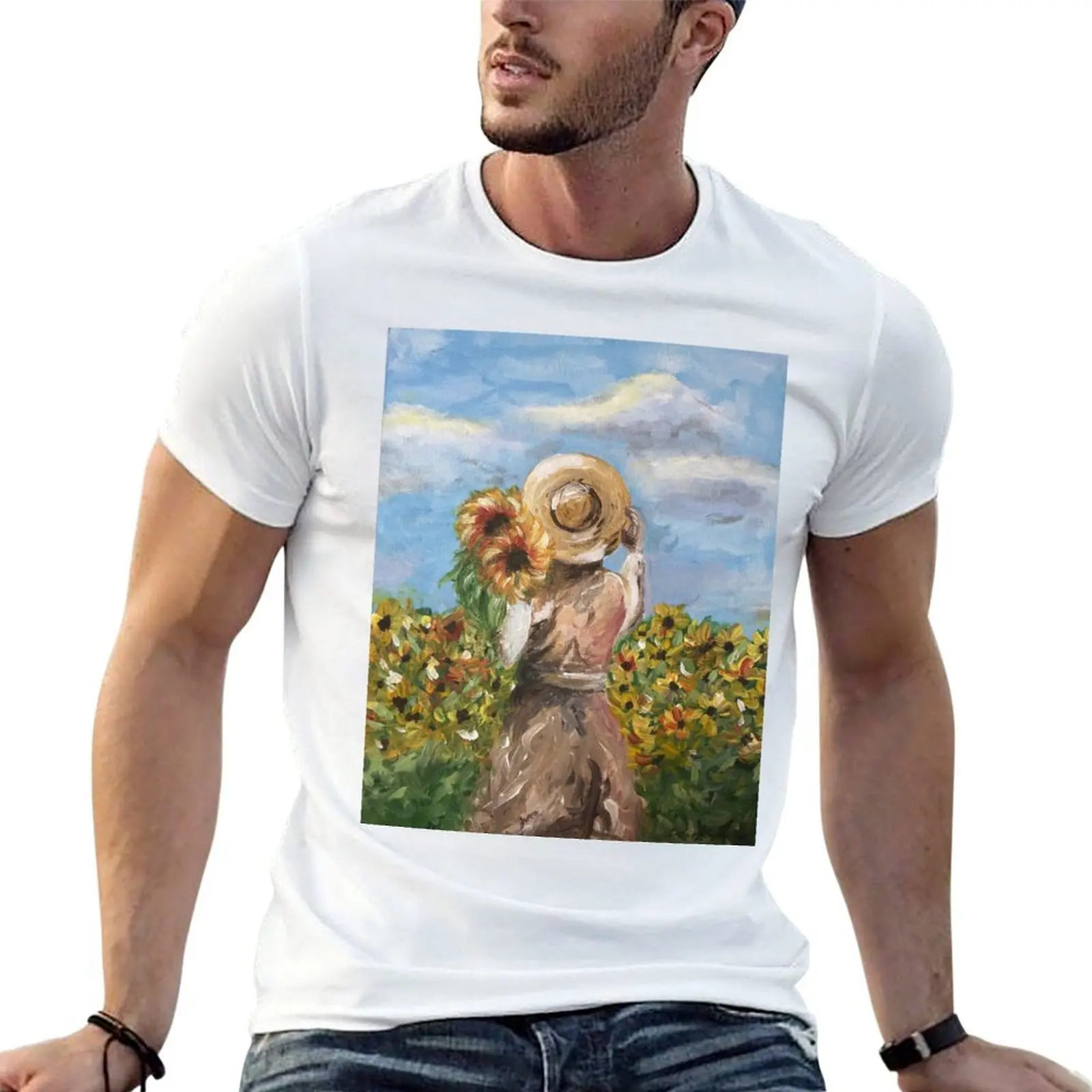 

Sunflower Girl T-Shirt t shirts for man cotton t shirts cotton 100% T-Shirt