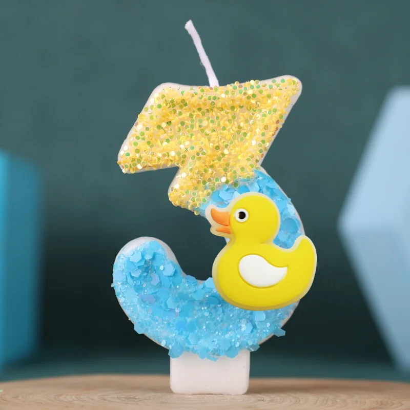 Cute Luminous Animals Digital Candle Number 0-9 Kids Birthday Cake Decoration Supplies Cartoon Anime Party Accessories Supplies