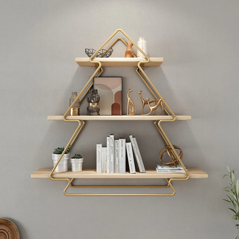 

Wall shelf No punching Multi-layer wall-mounted living room Bedroom decoration Creative bookshelf Wall-mounted wrought iron soli