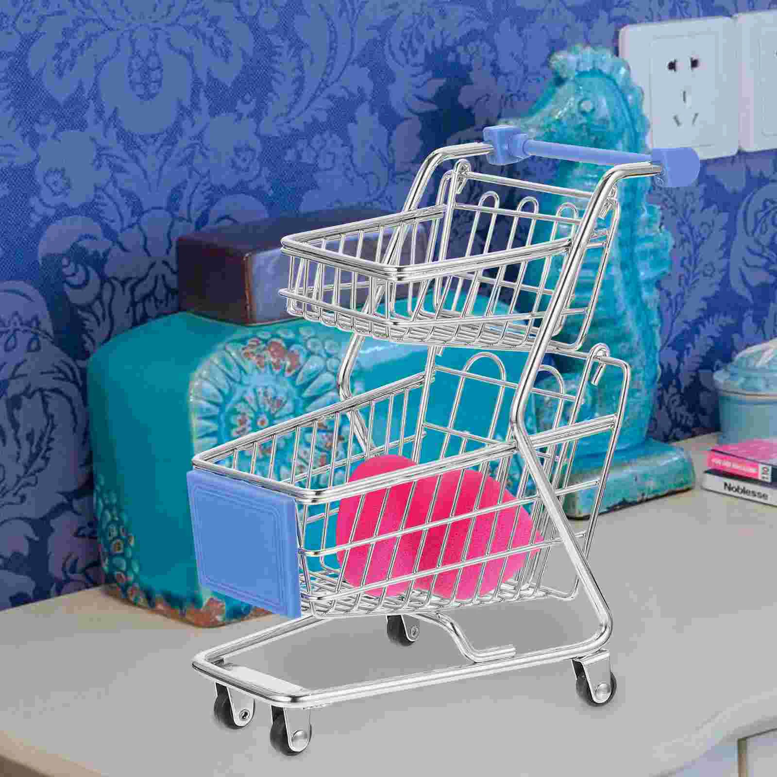 Mini Shopping Cart Large Gift Basket Small Models Storage Container Supermarket Handcart for Kids Toy Children’s Toys