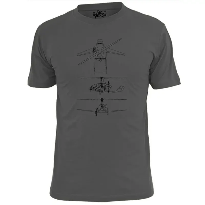 Mens Cartercopter Autogyro Helicopter Blueprint T Shirt Aircraft Chopper