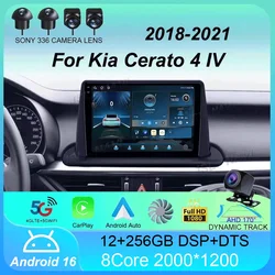 Android 16 Car Radio Carplay Auto For Kia Cerato 4 IV 2018 2019 2020 2021 Multimedia Video Player GPS Navigation DSP Stereo WIFI