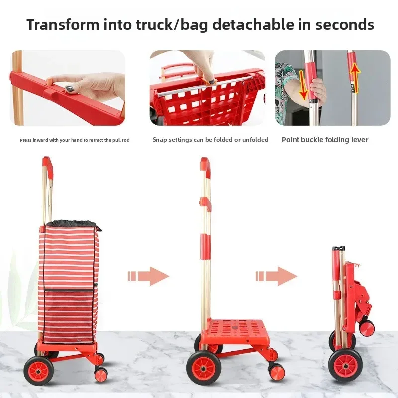 Stable Large wheel hand-pulled cart Small pull cart Folding cart Shopping cart