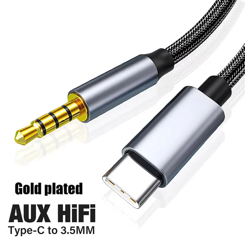 USB Type C to 3.5mm Audio Jack Cable Male to Male Jack AUX Cord Car Speaker Headphone Adapter for Huawei Xiaomi Type-C Converter