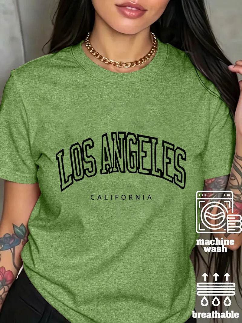 Y2K American-style Los Angeles California T-Shirt Women Short Sleeve Clothing Female Vintage Tees Casual Streetwear Summer