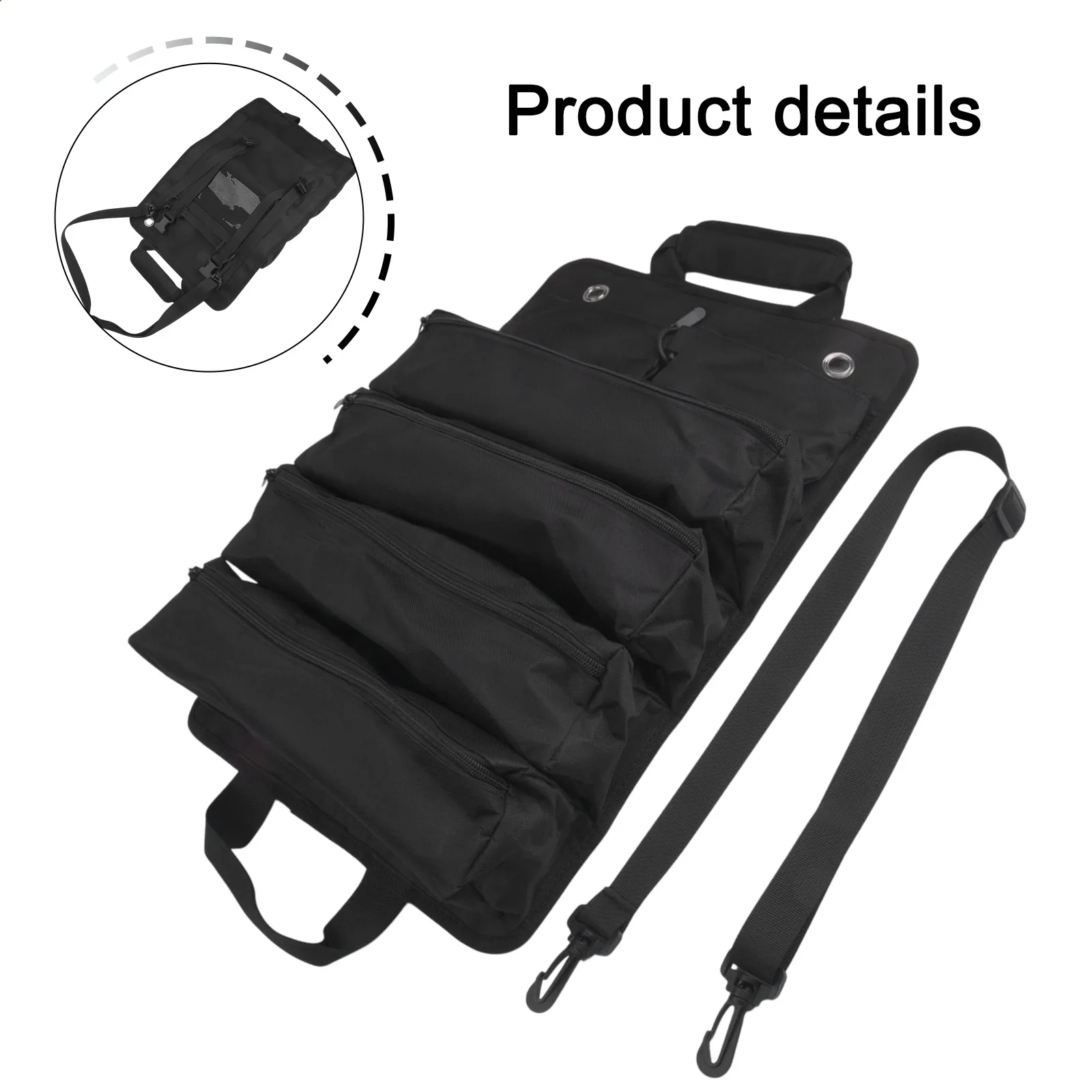 For Vehicle Organization Oxford Cloth Tool Roll Waterproof Tool Organizer 495*320mm Adjustable Shoulder Strap Tool Bag